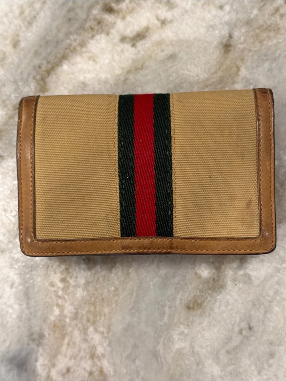 Gucci Beige Canvas and Wallet with Signature Web Stripe